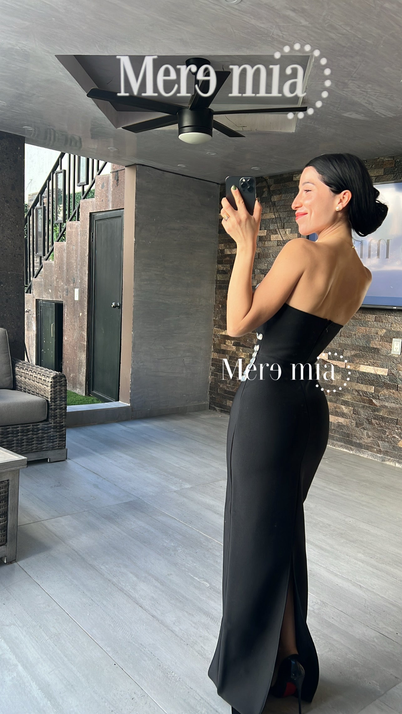 Vestido negro apl U plata