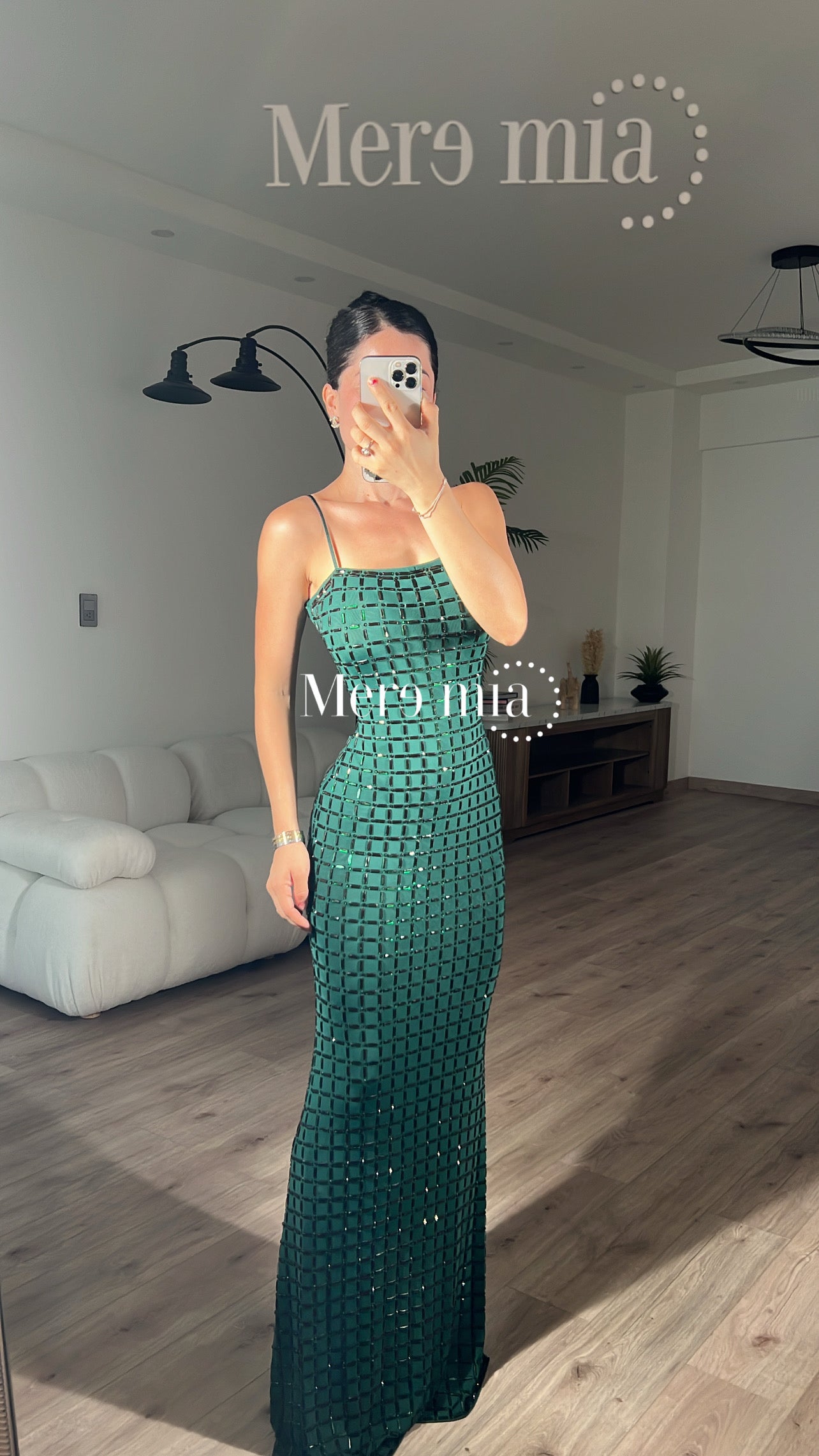 Vestido verde apl largo