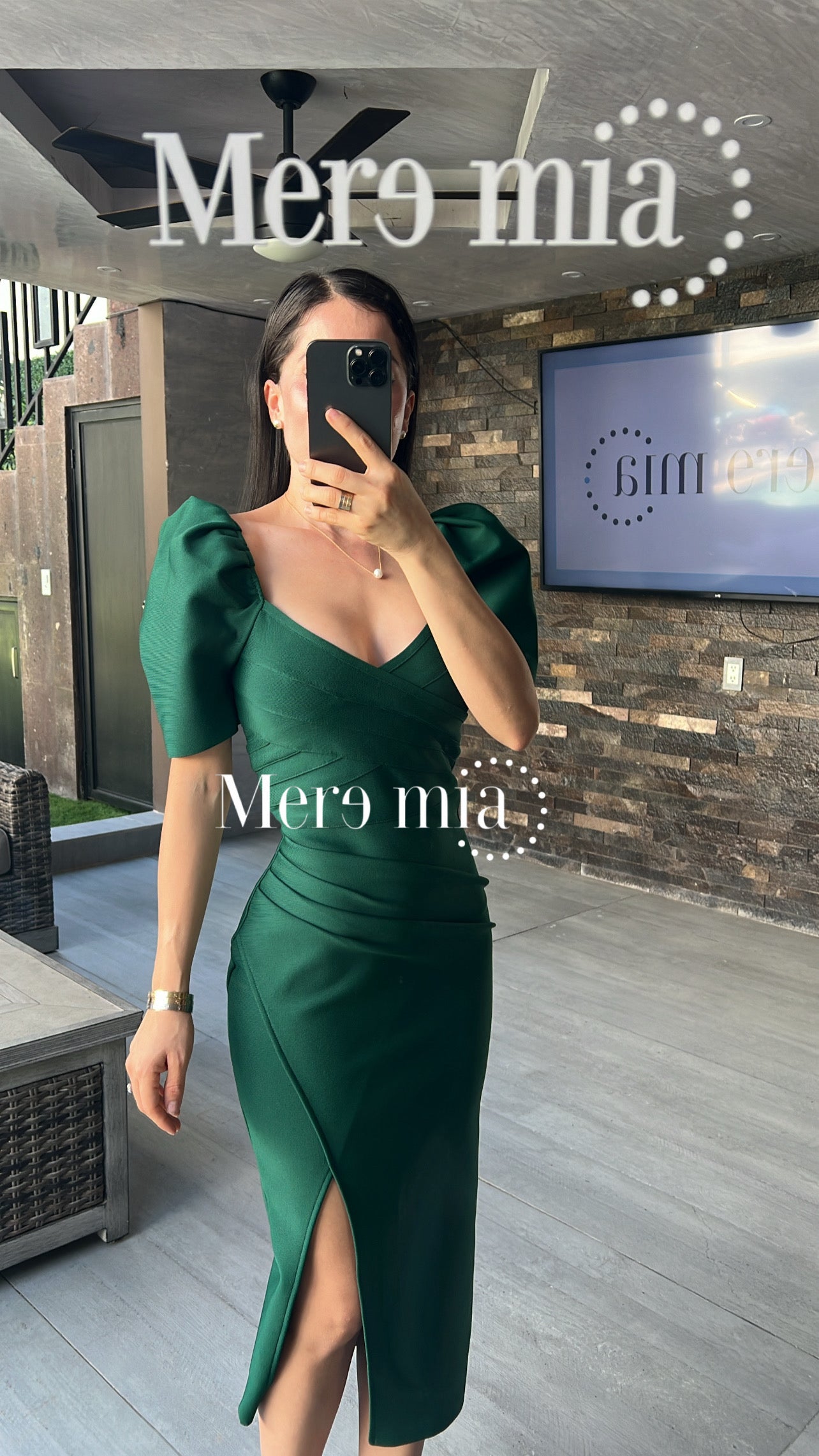 Vestido hombros verde
