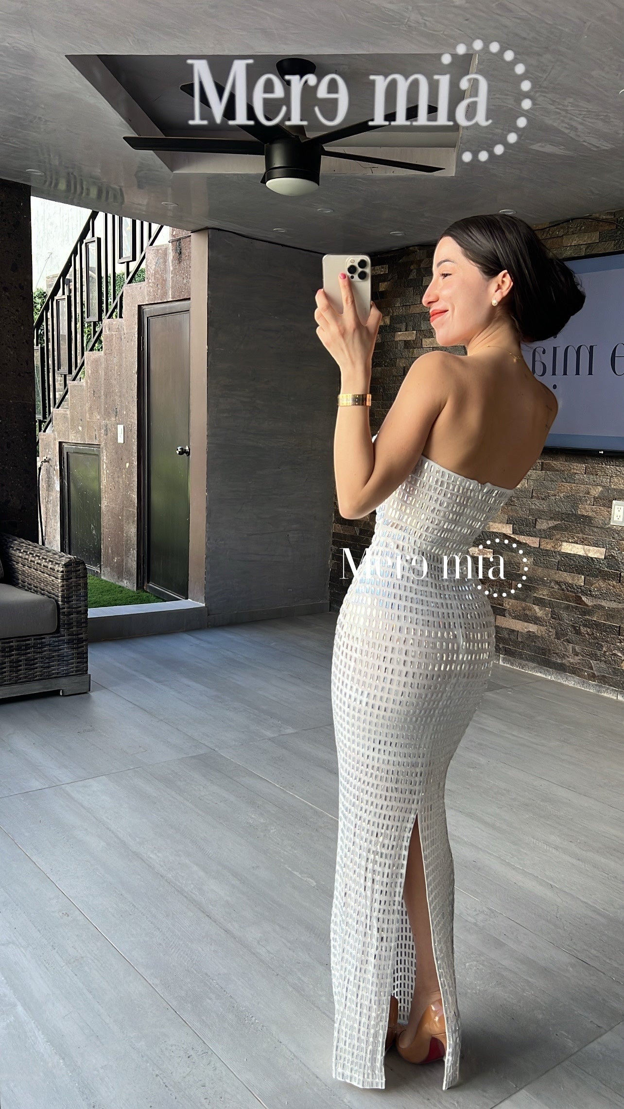 Vestido plata rect largo