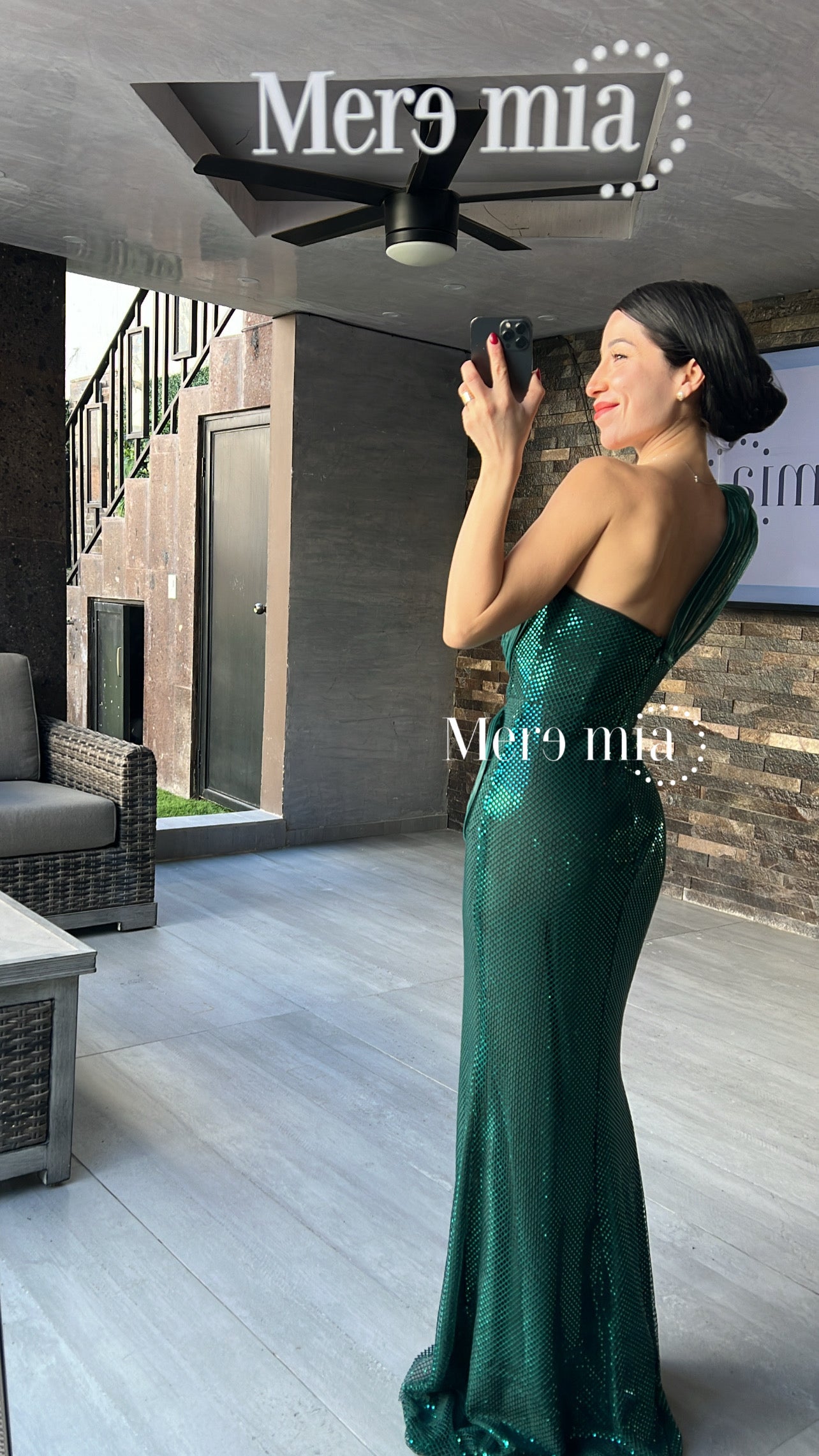 Vestido verde tul brilloso