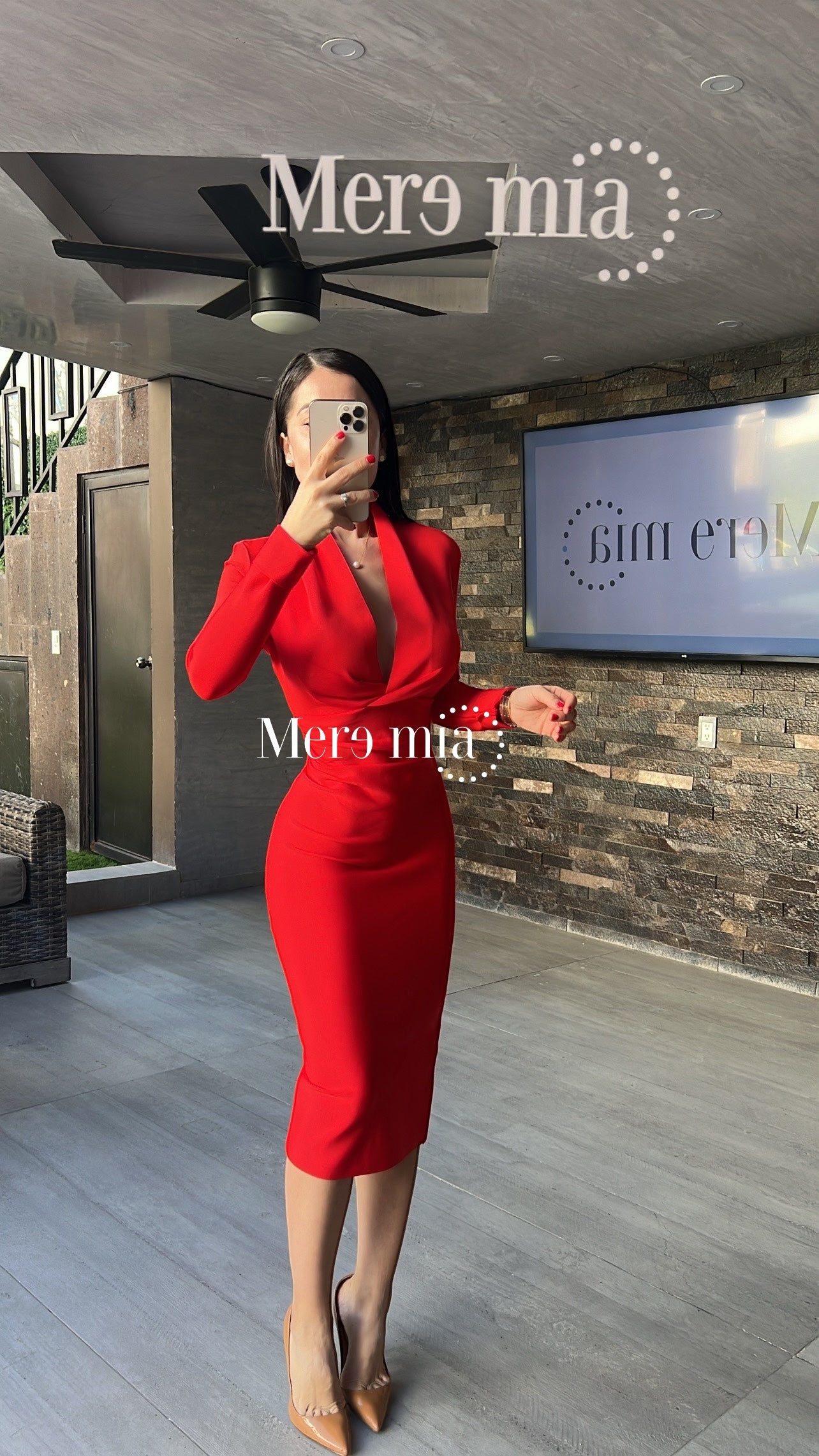 Vestido rojo manga larga