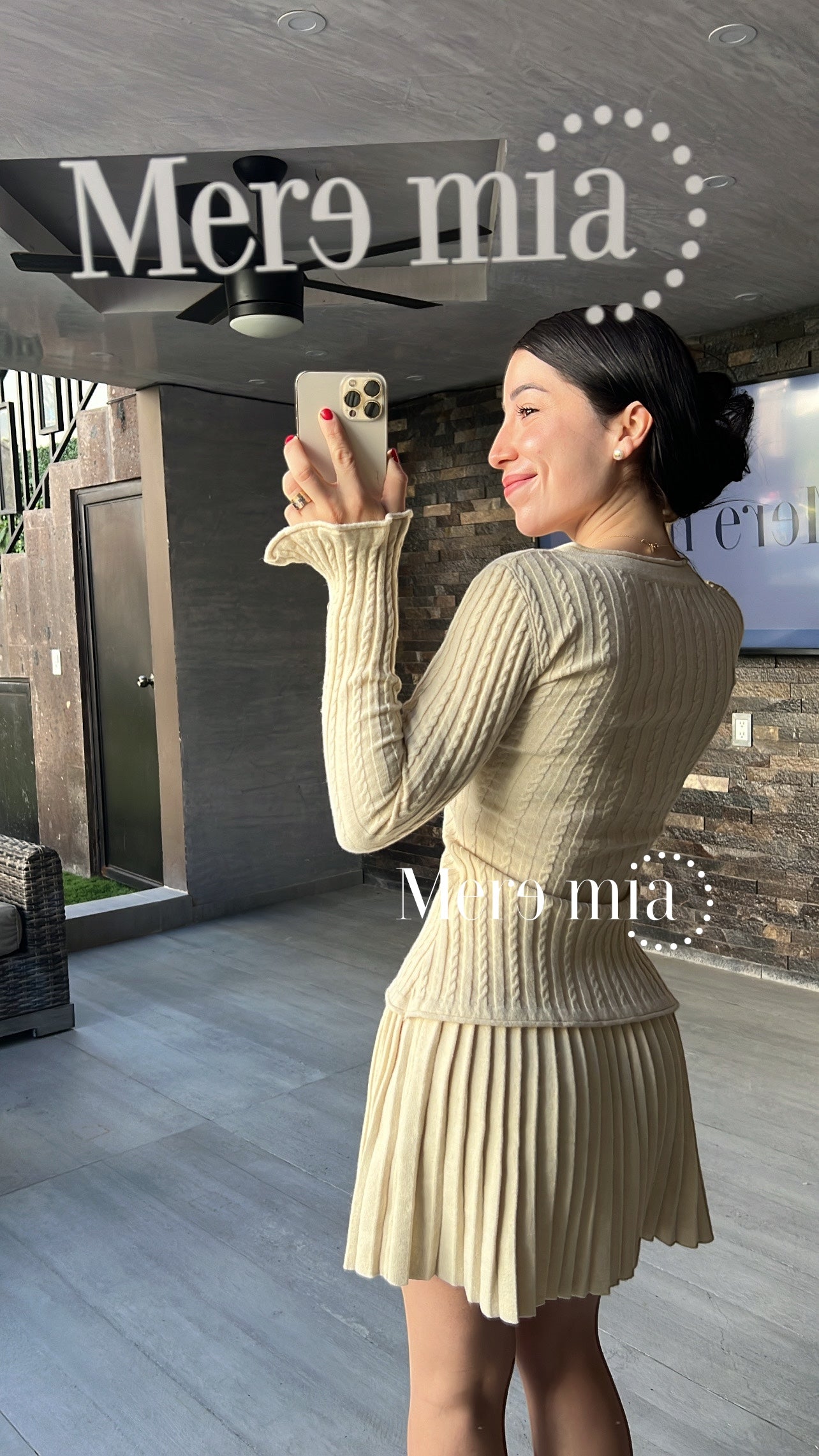 Conjunto beige rayado