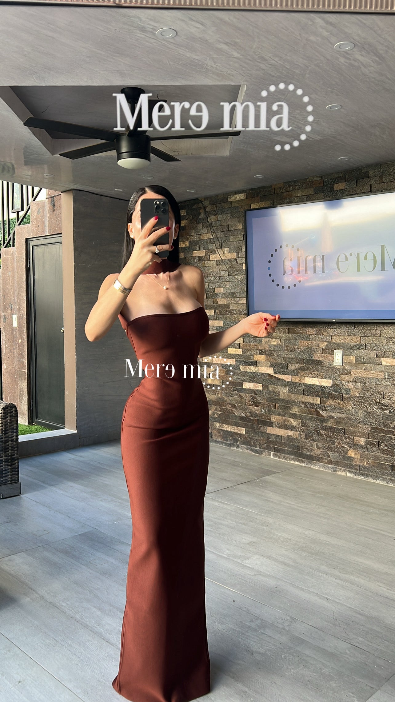 Vestido café halter