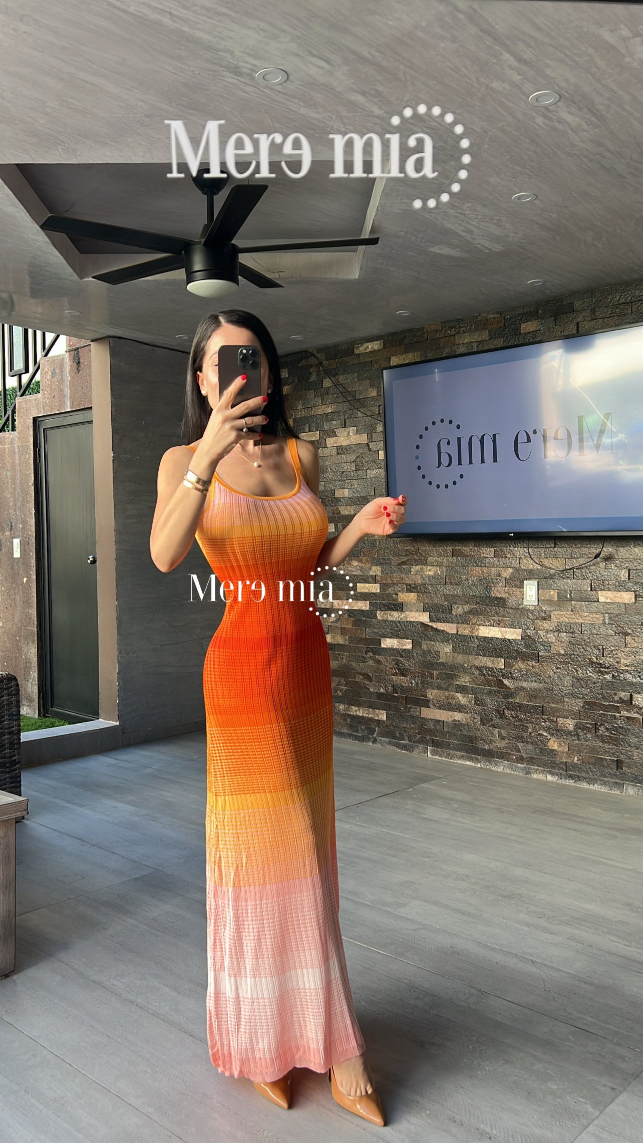Vestido naranja rayas