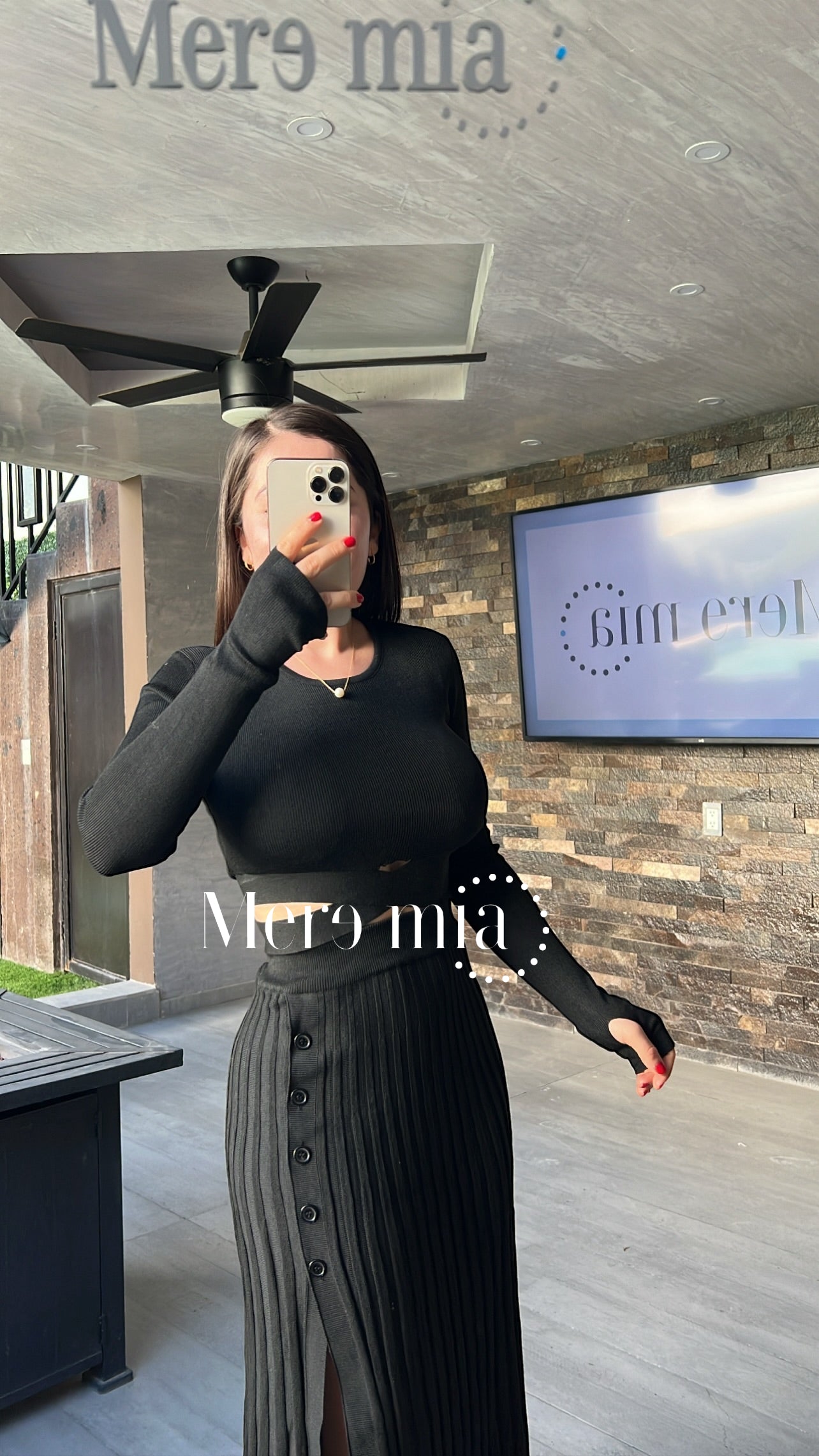 Conjunto negro sweater listón