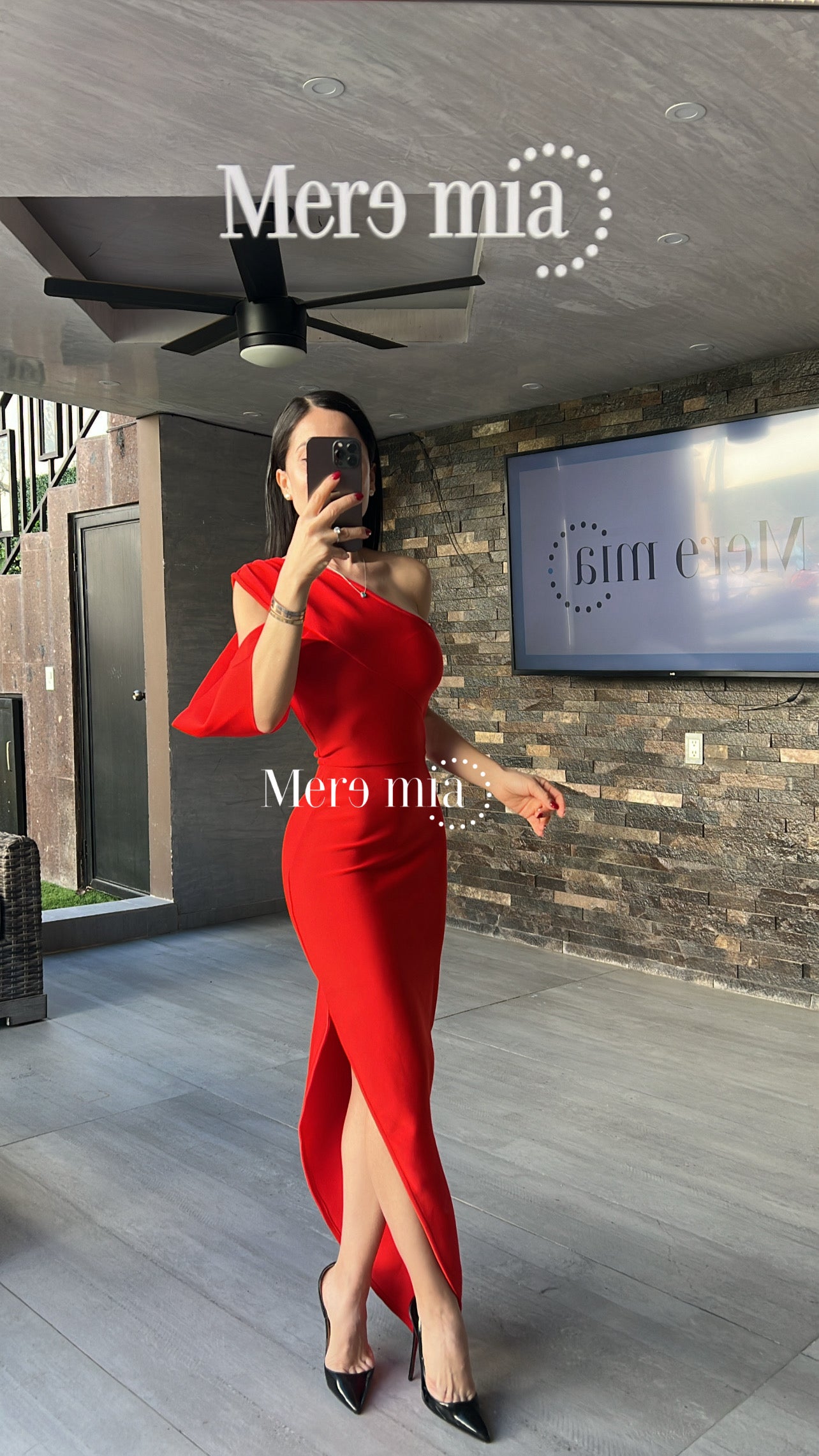 Vestido rojo hombro