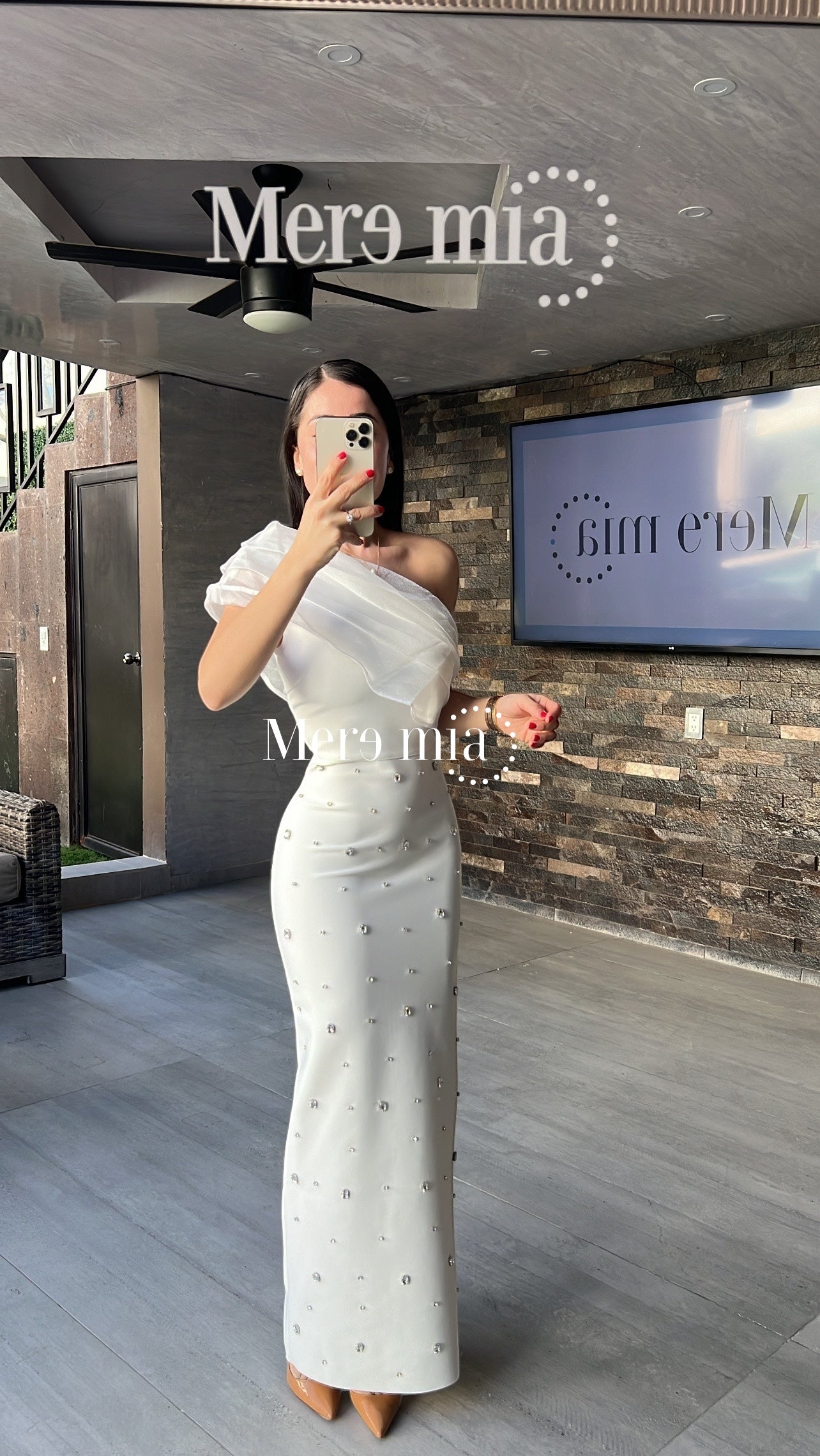 Vestido blanco apl hombro