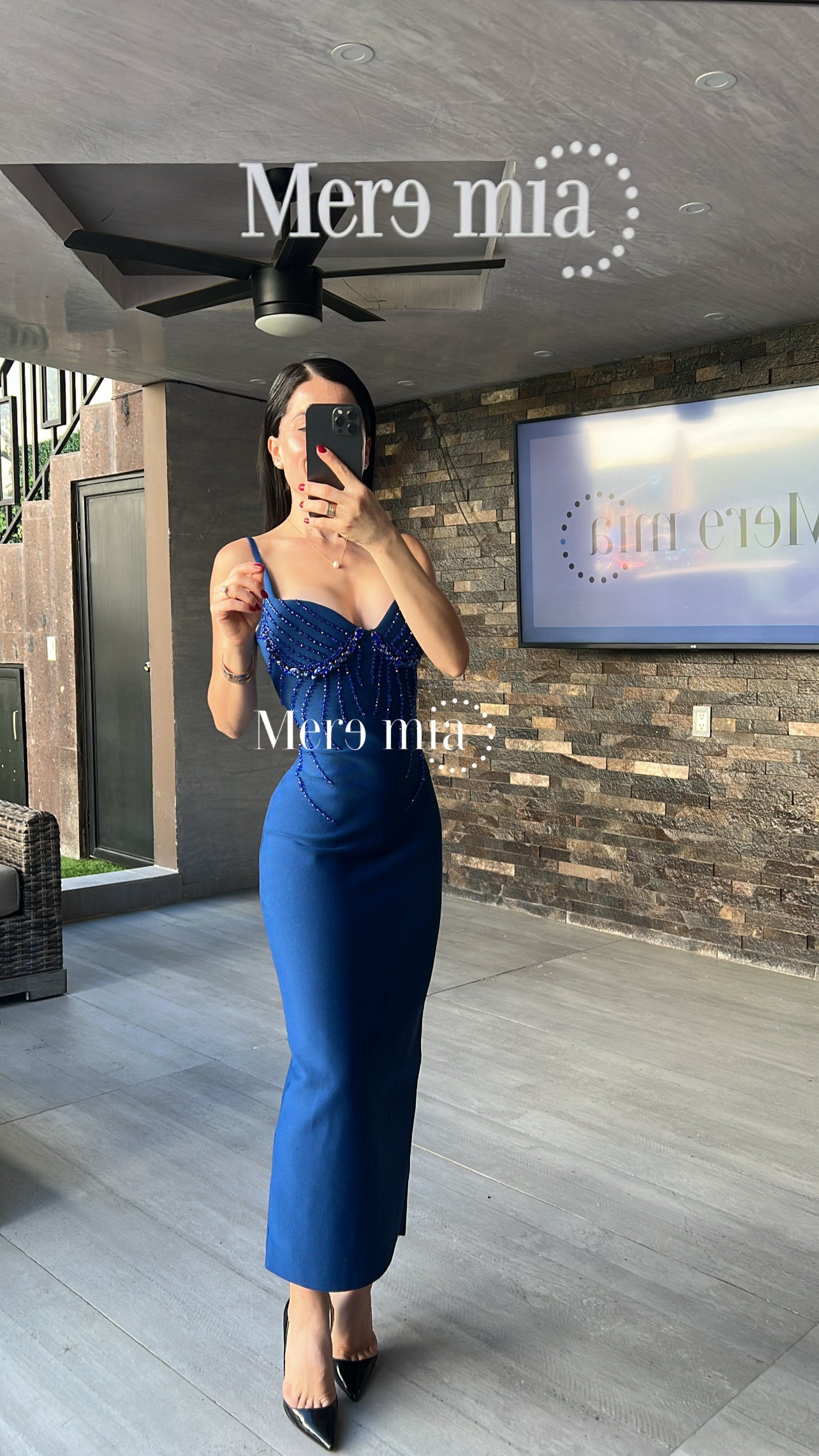 Vestido lent copas azul