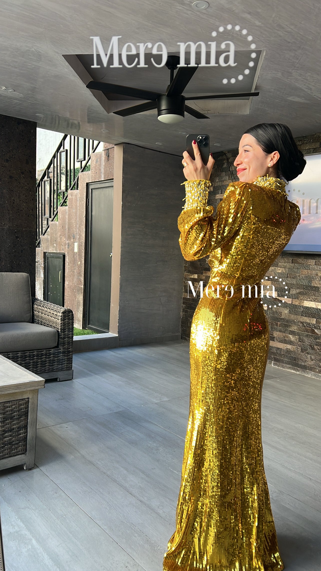 Vestido dorado lentejuelas ml