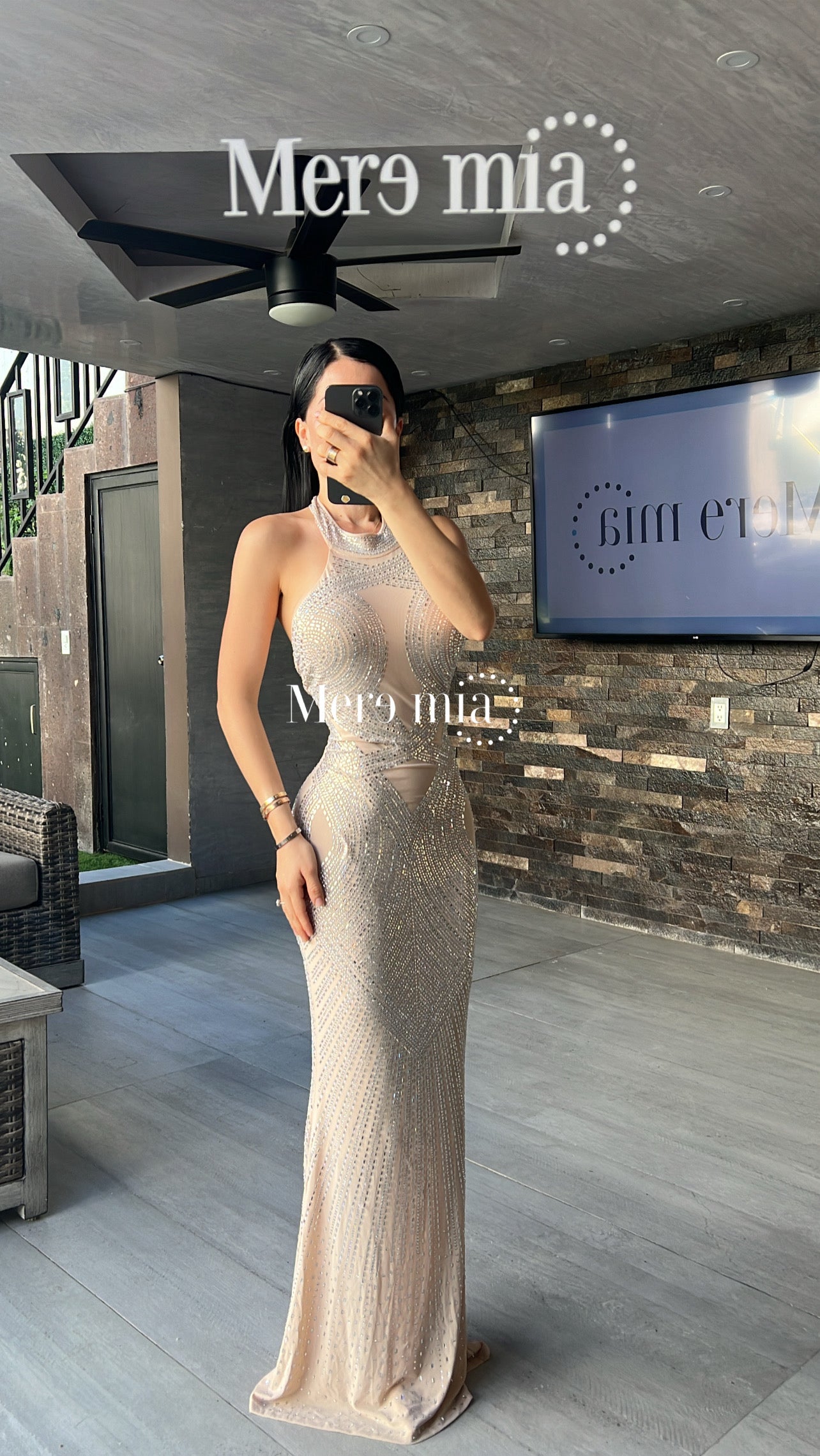 Vestido nude apl circ