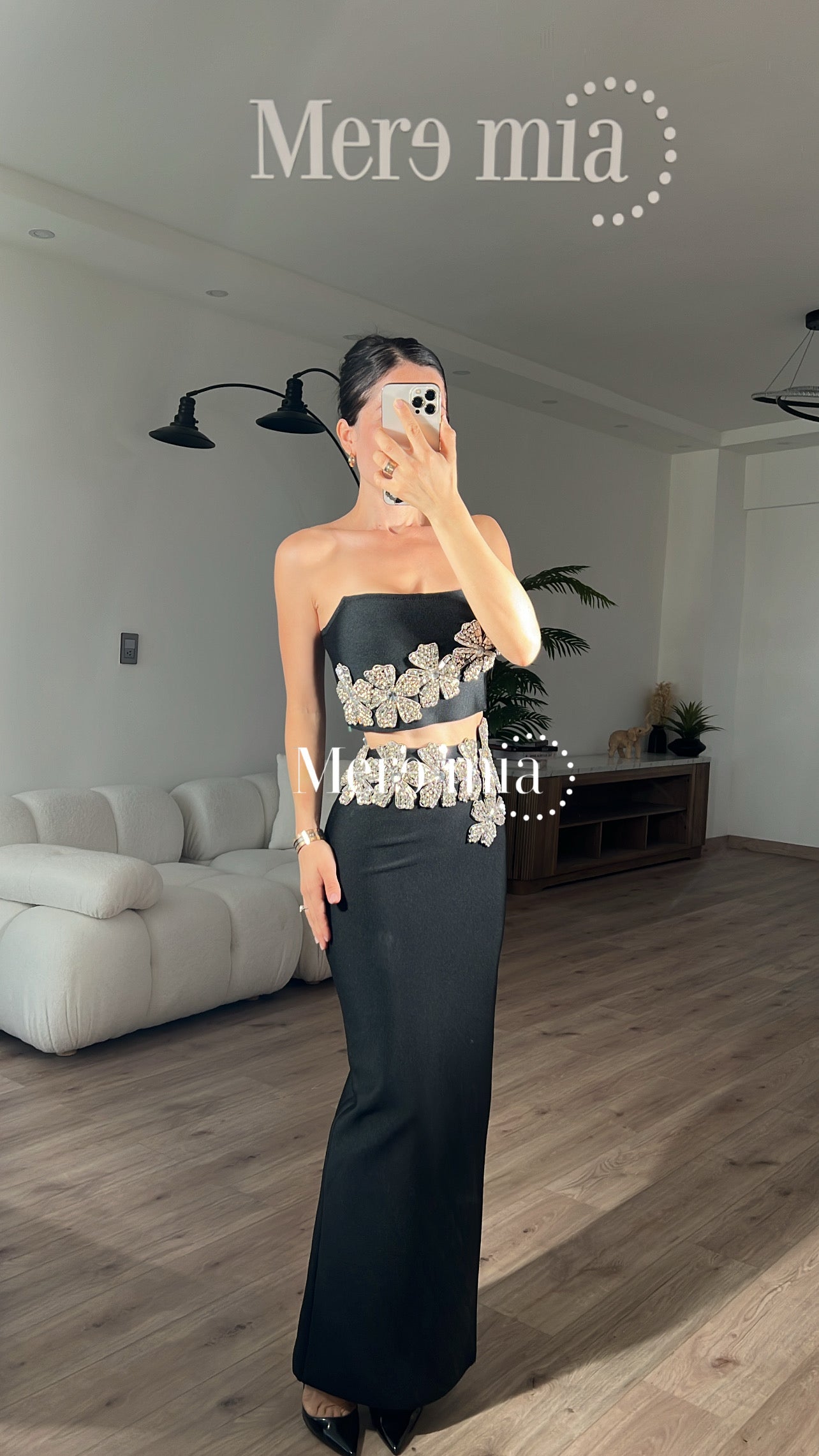 Conjunto strapples flor plata