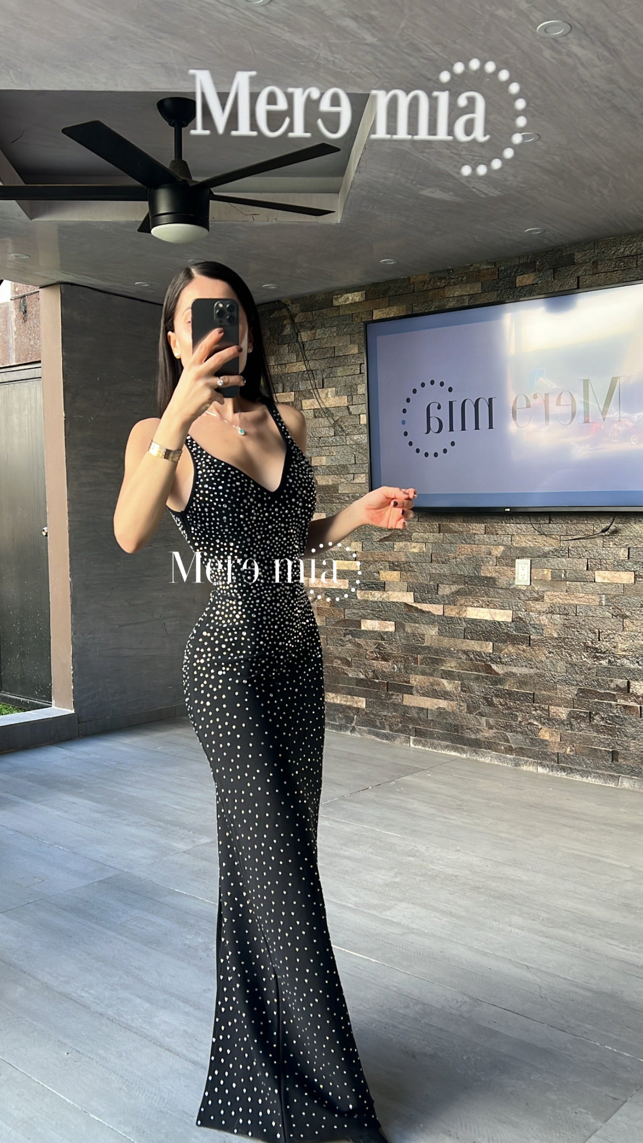 Vestido negro puntos brill