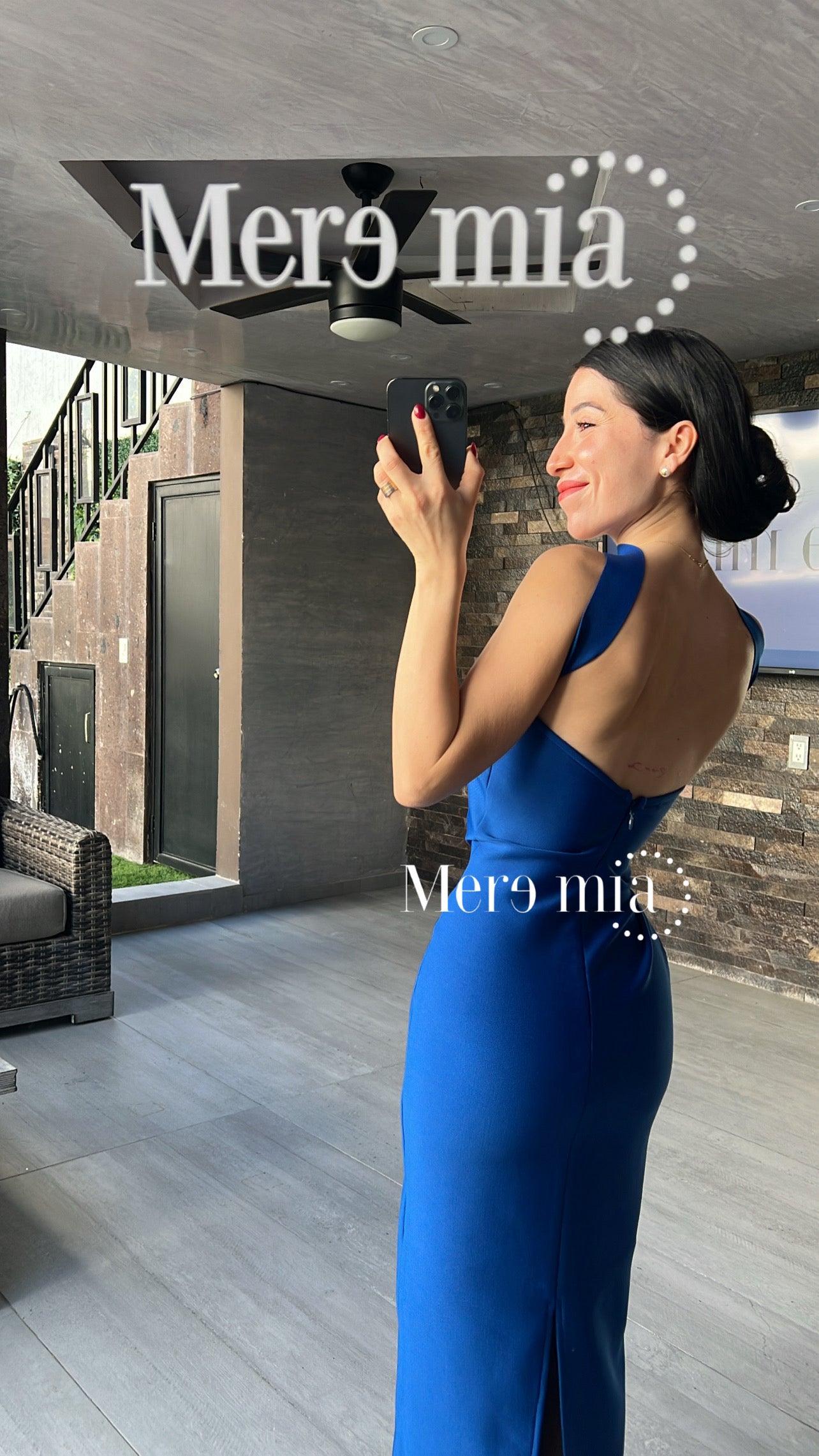 Vestido azul rey cuello