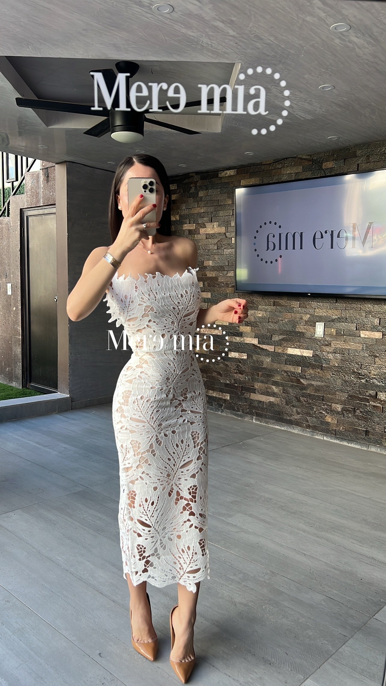 Vestido blanco hojas