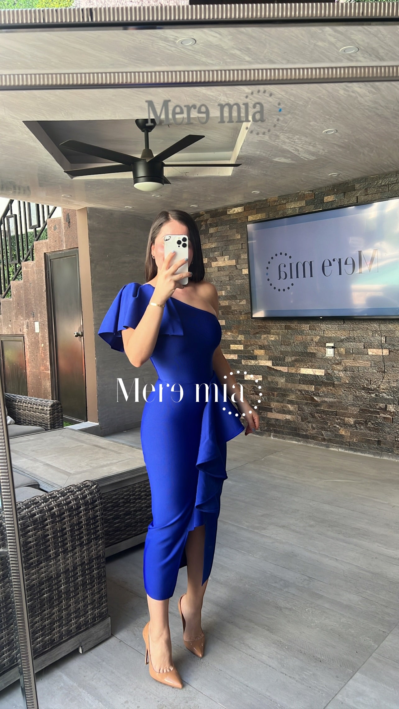 Vestido azul rey escarola