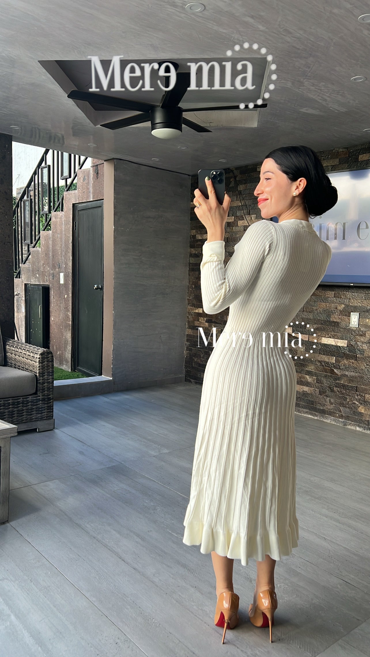Vestido perla sweater plisado