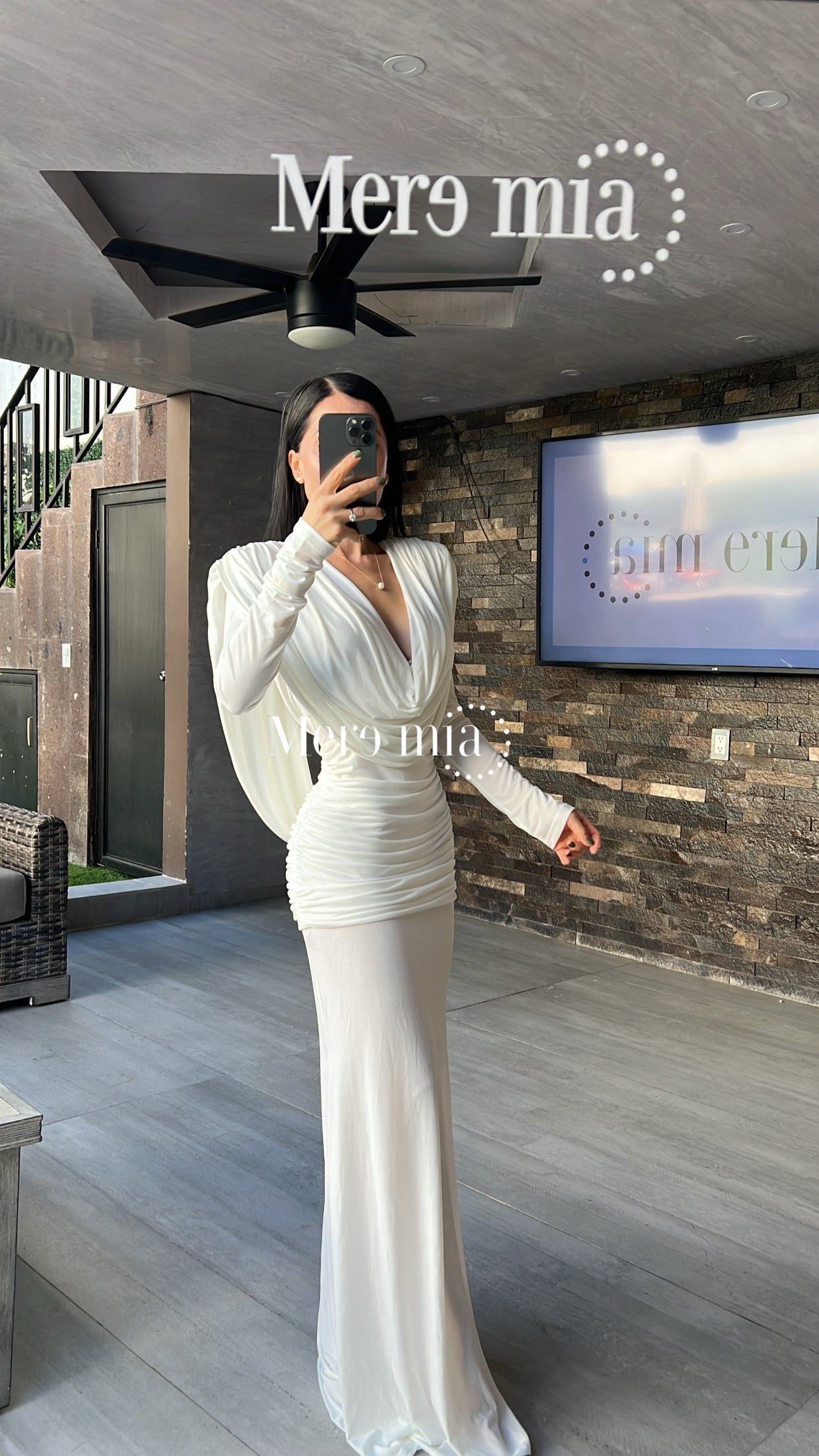 Vestido blanco plisado U