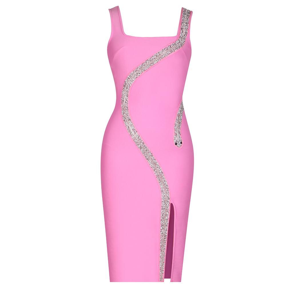 Vestido rosa con brillos